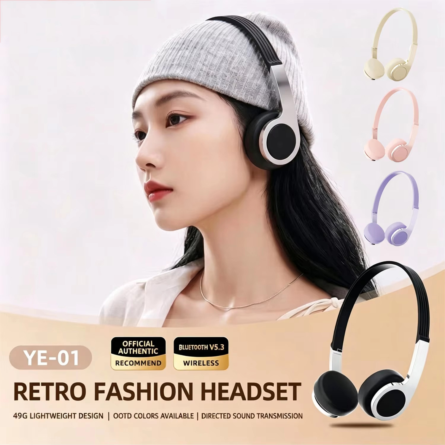 Anc Wireless Over Ear Headphones - Headphone Bluetooth Over-Ear Retro Kompak Baru,