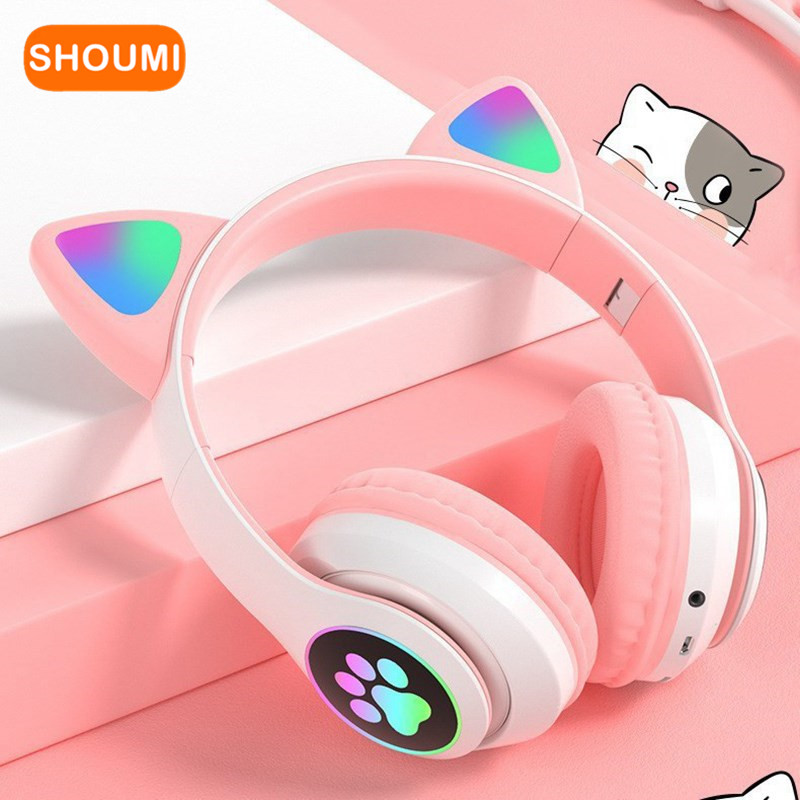 Headphone telinga kucing LED b - Cat Ear Bluetooth Headset Led ulasan dan harga