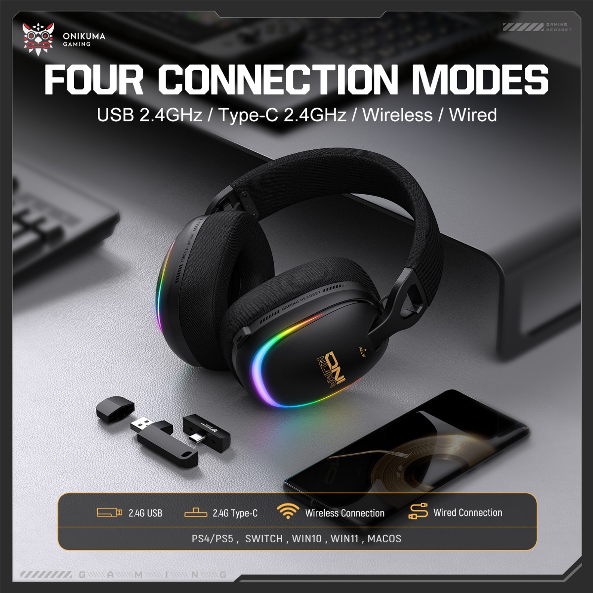 Headset Gaming ONIKUMA GT805 N - Gaming Headset With Mic Rgb ulasan dan harga
